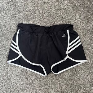 Adidas Black and White Athletic Shorts with Dynamic Stripes
